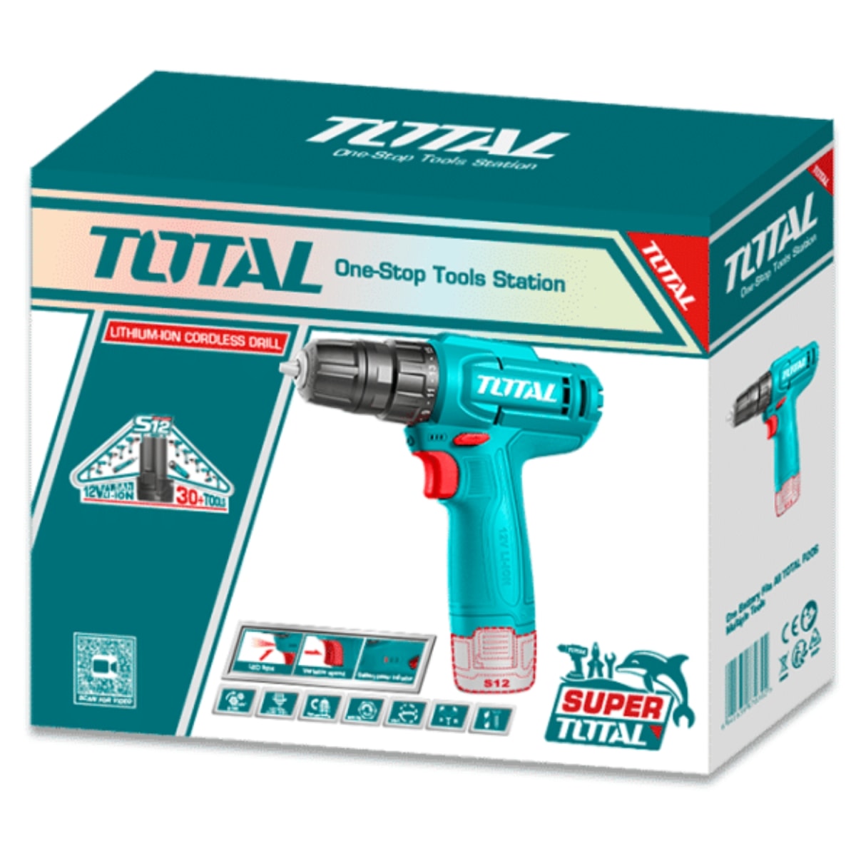 Taladro Atornillador 12v 20nm + Batería tipo C + Punta dual Total4