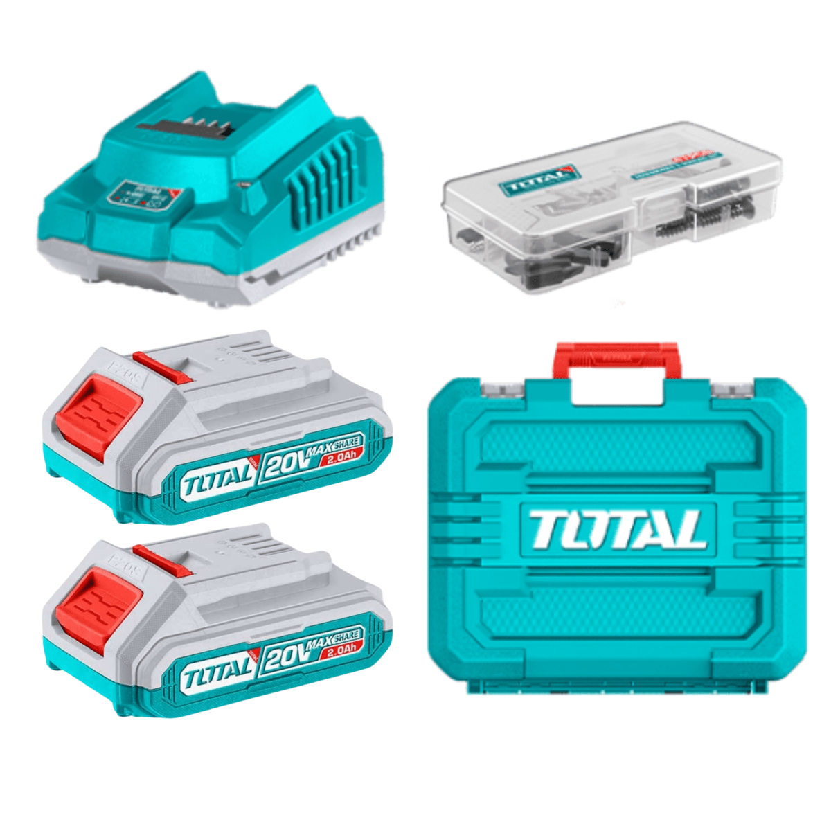 Taladro atornillador 60nm + Llave de impacto 400nm Total9