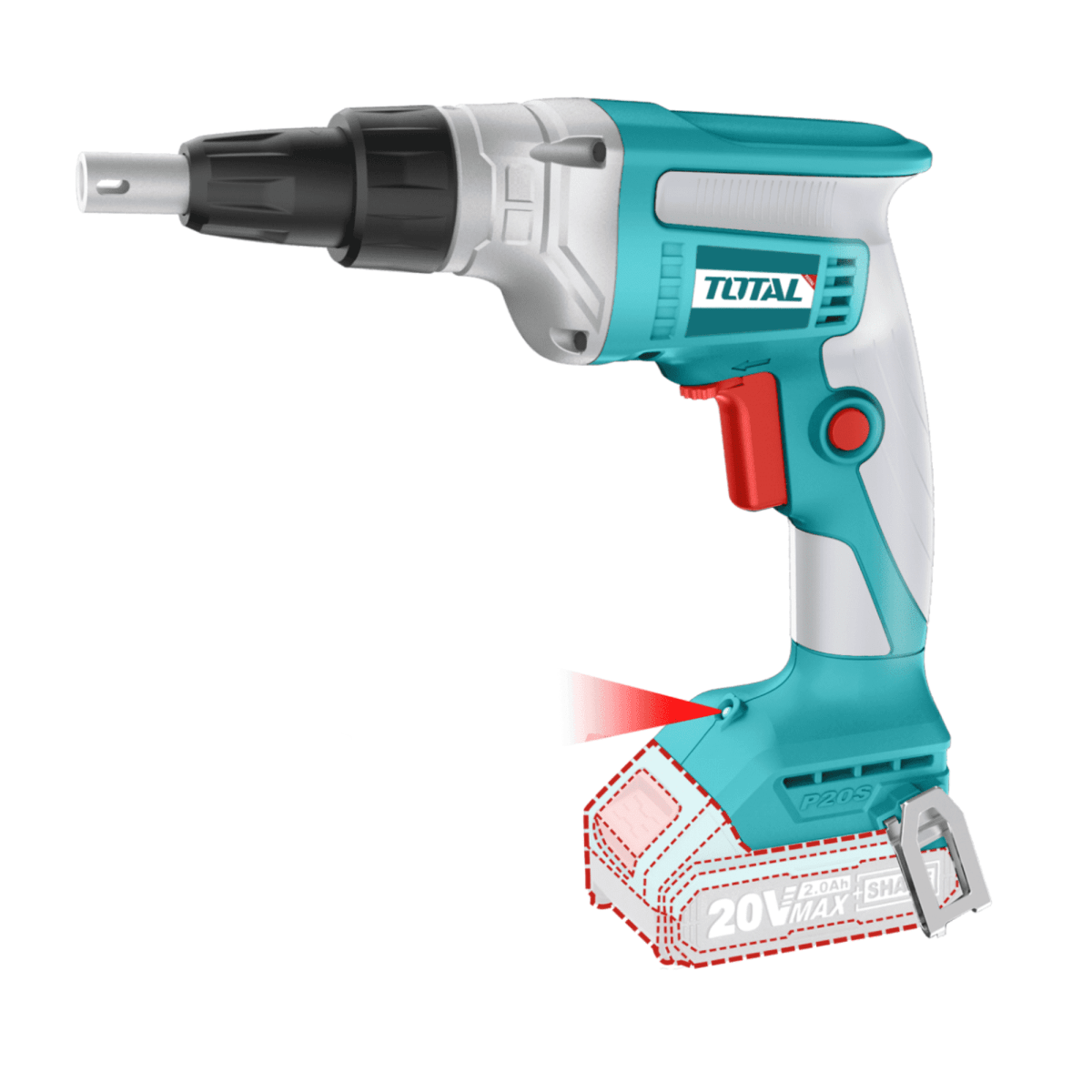 Atornillador de drywall 20v + bateria 2ah y cargador Total3