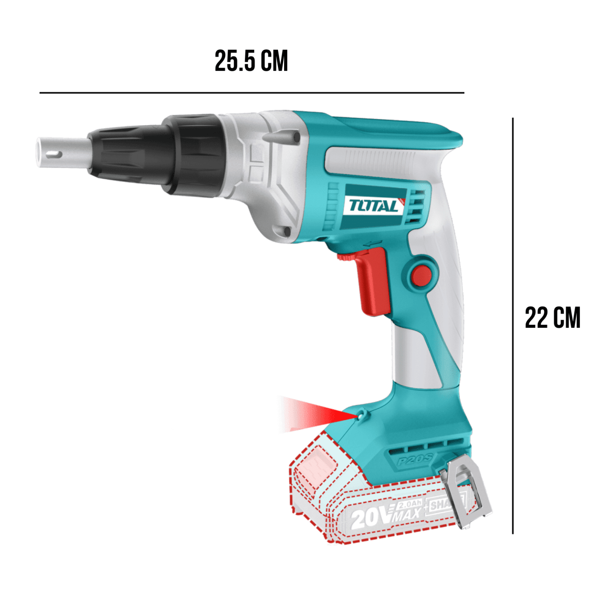 Atornillador de drywall 20v + bateria 2ah y cargador Total5
