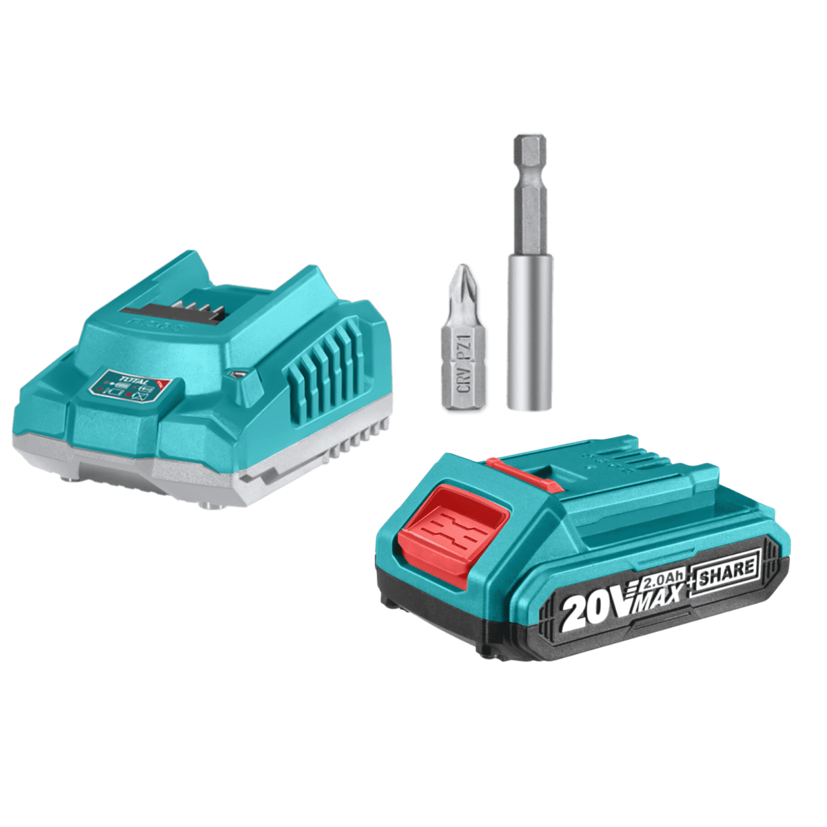 Atornillador de drywall 20v + bateria 2ah y cargador Total6