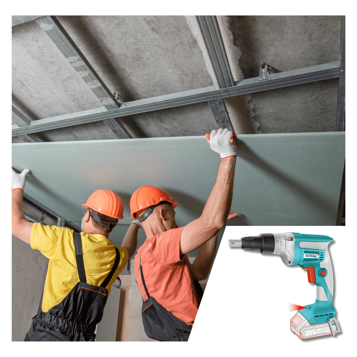 Atornillador de drywall 20v + bateria 2ah y cargador Total7