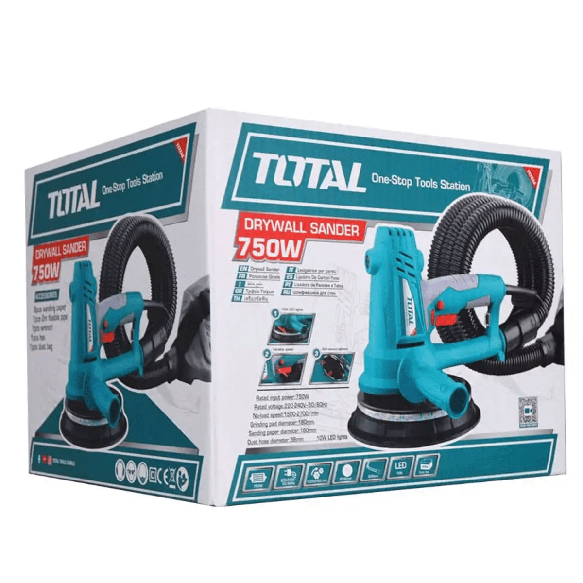 Lijadora de Drywall 750W 180MM con luz industrial Total5