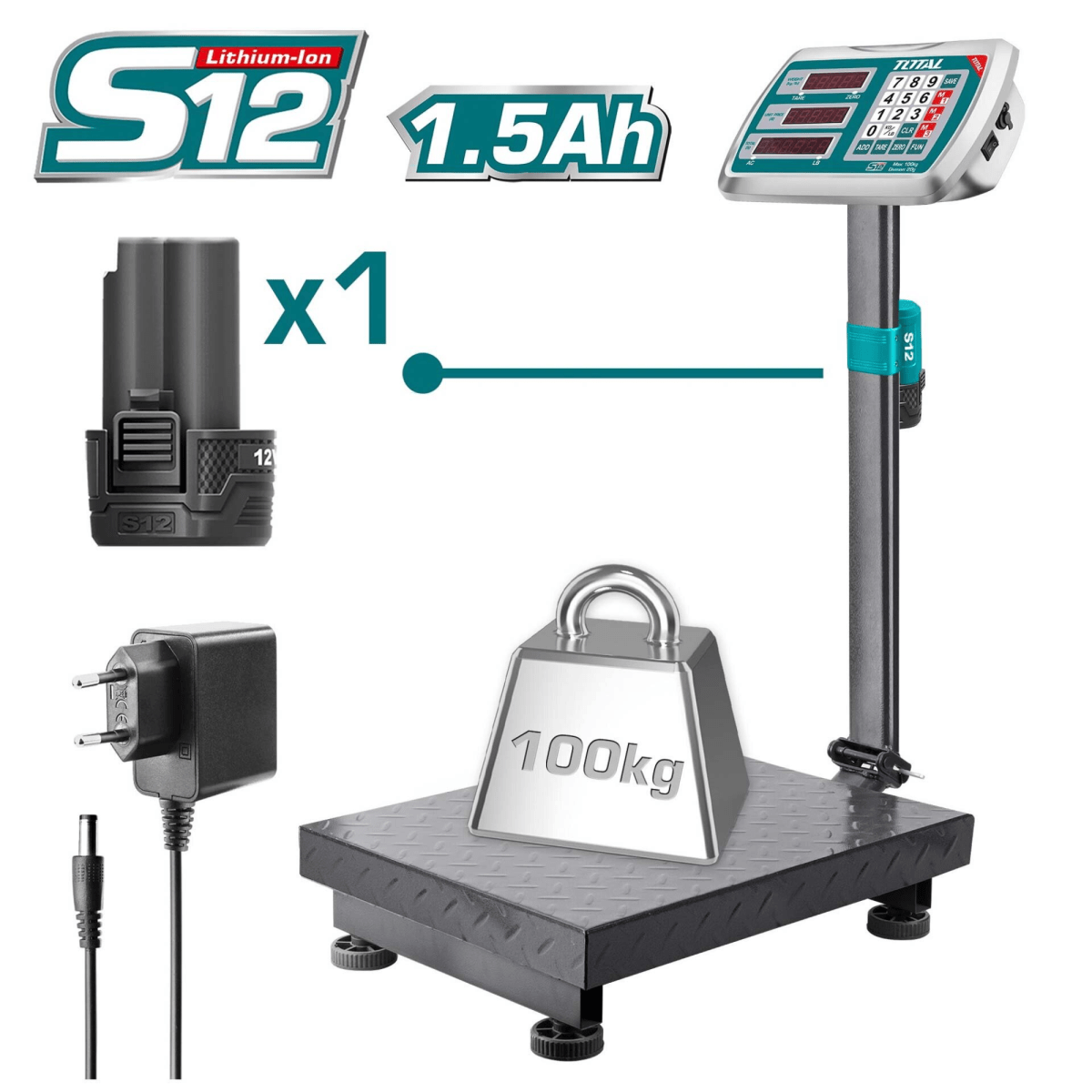 Balanza industrial digital soporta 100 Kg con plataforma Total2