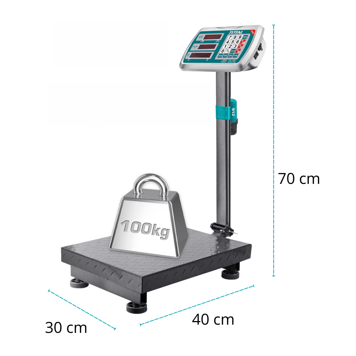 Balanza industrial digital soporta 100 Kg con plataforma Total3