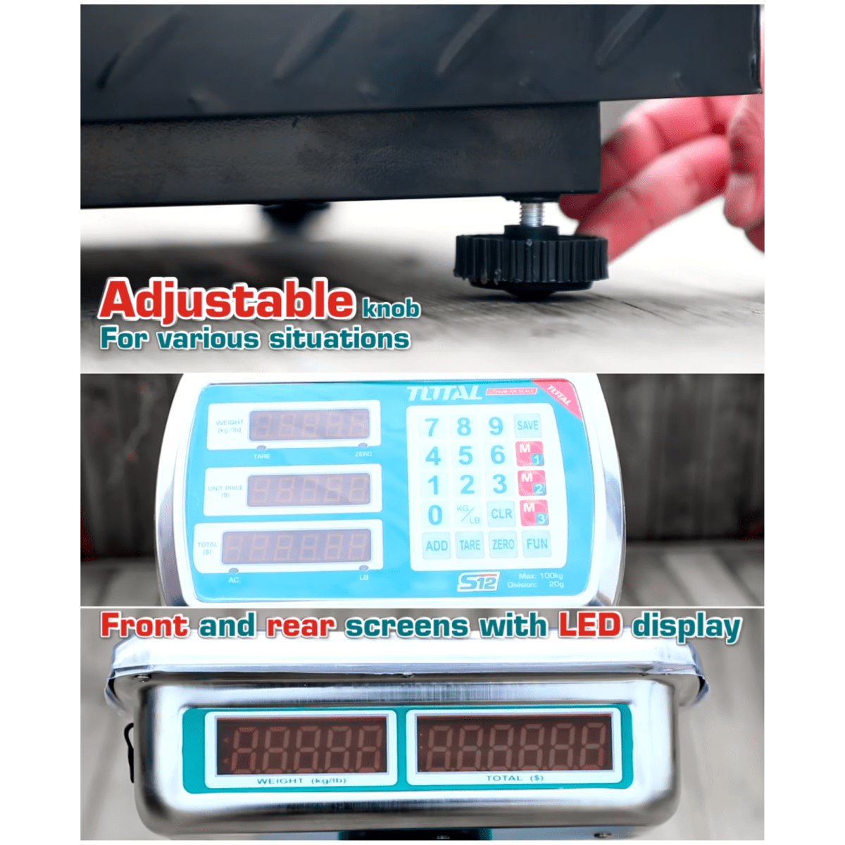 Balanza industrial digital soporta 100 Kg con plataforma Total4