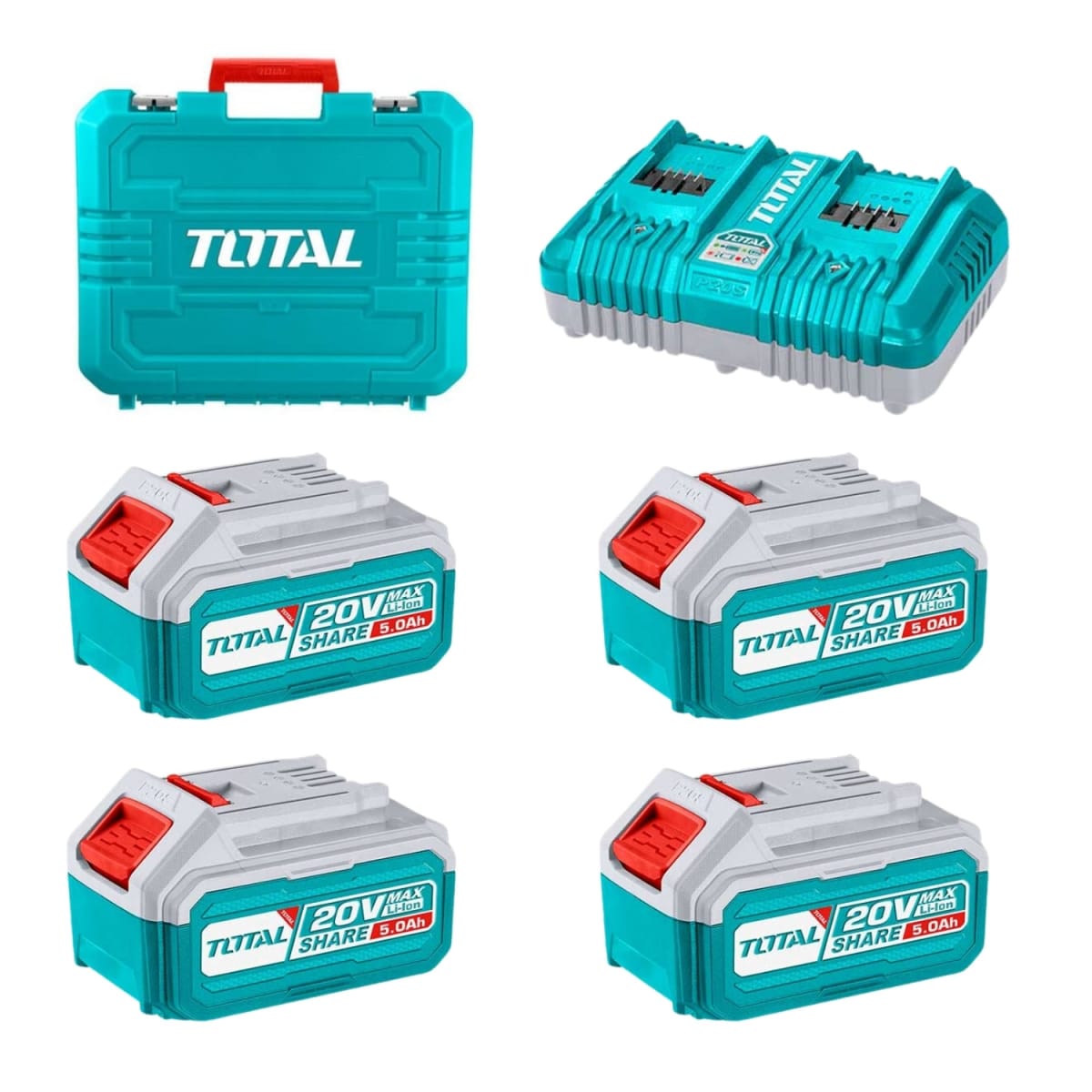 Combo 4 baterías 5ah + cargador industrial Total1