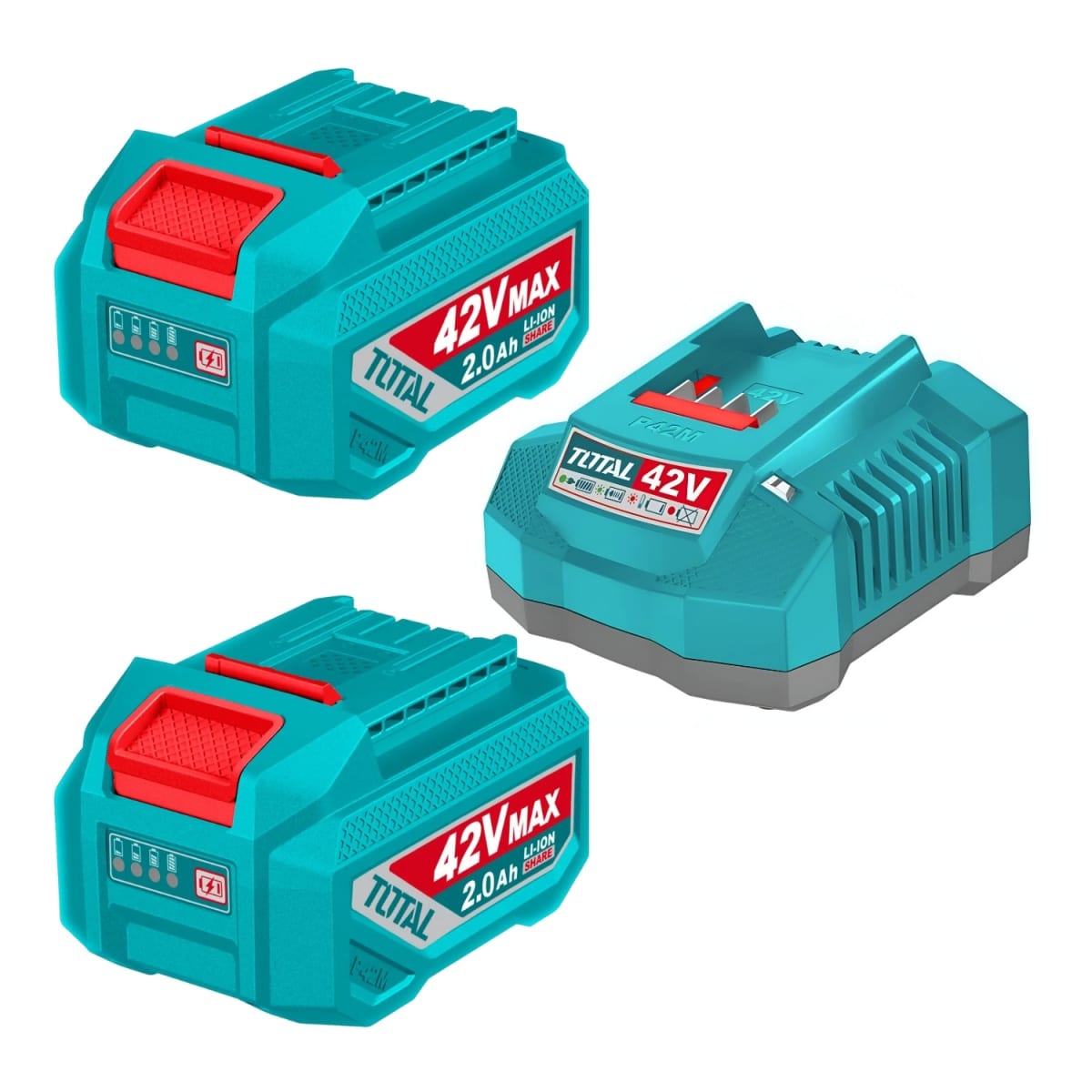 Combo de 2 Batería 2.0 Amp + Cargador Rápido 42v Total1