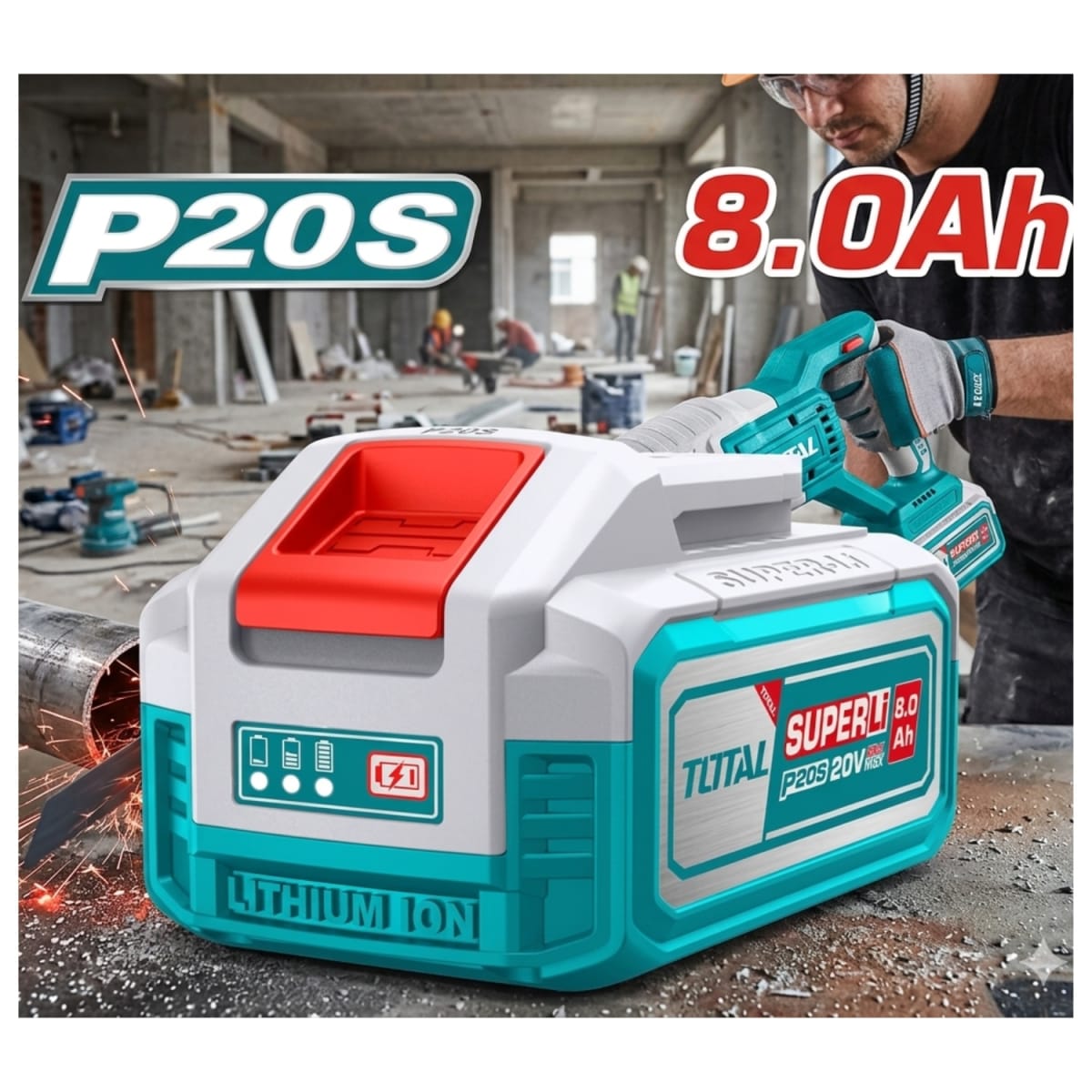 Batería de Litio 8 ah 20v Industrial Total3