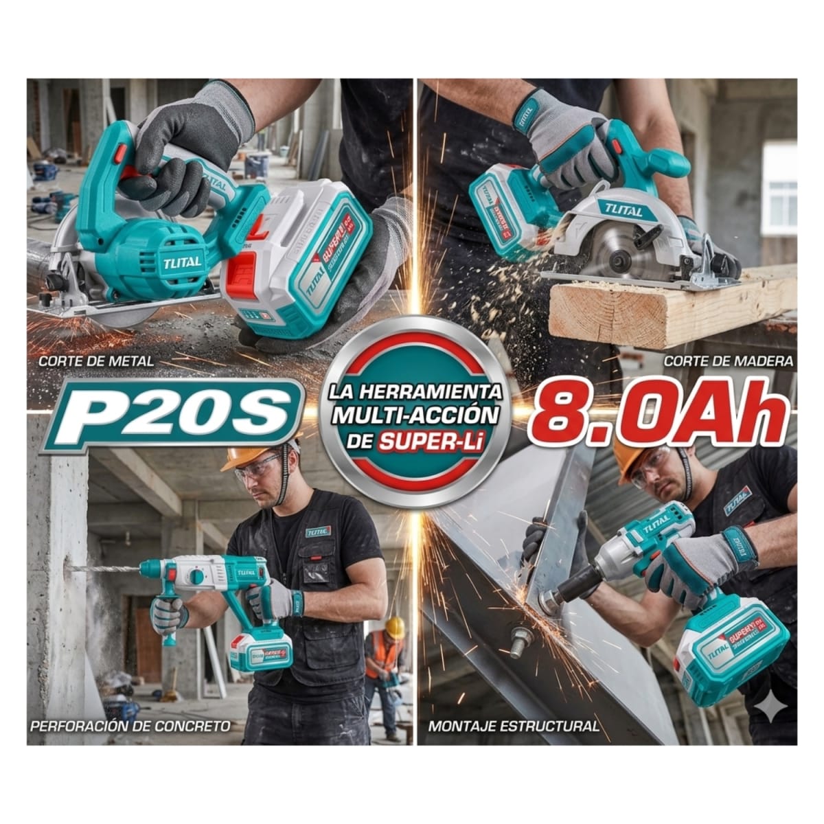 Batería de Litio 8 ah 20v Industrial Total2