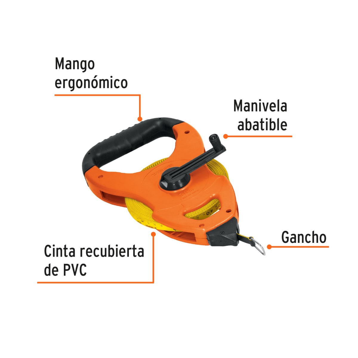 Wincha de fibra de vidrio de 30 m tipo cruceta Truper2
