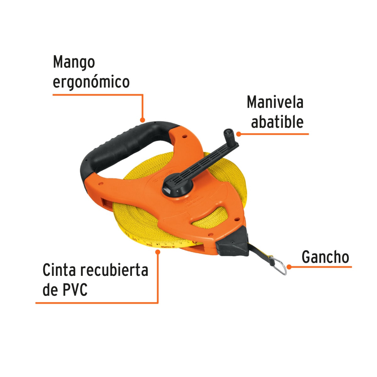 Wincha de fibra de vidrio de 50 m tipo cruceta Truper2
