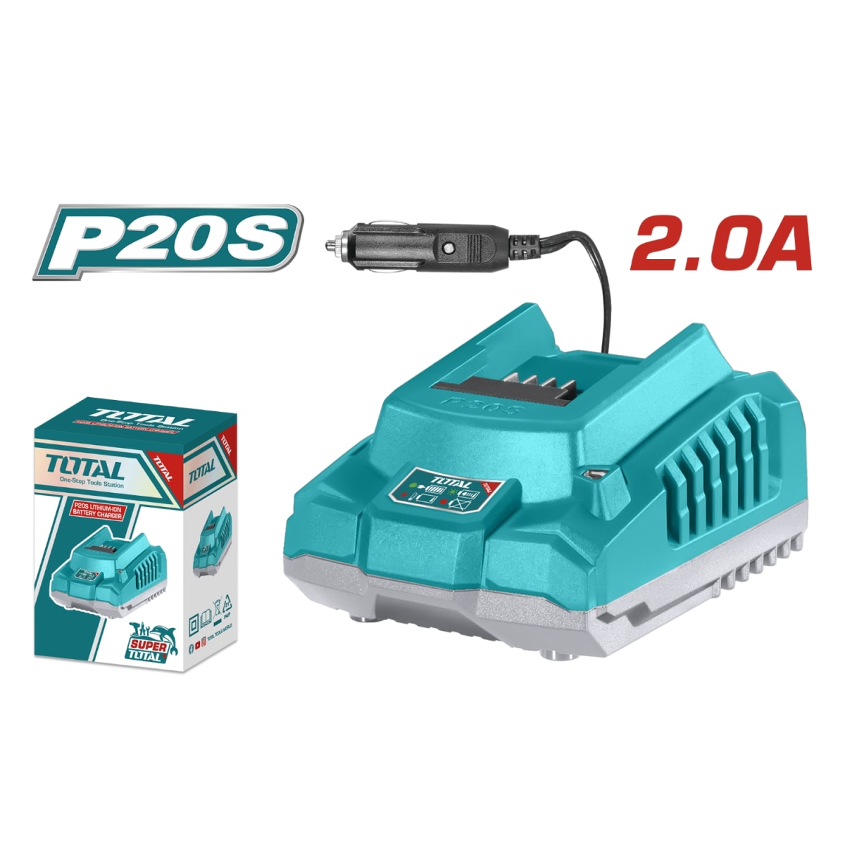 Cargador 20v 2 amp Cable 12v-24v Cigarrera Total3