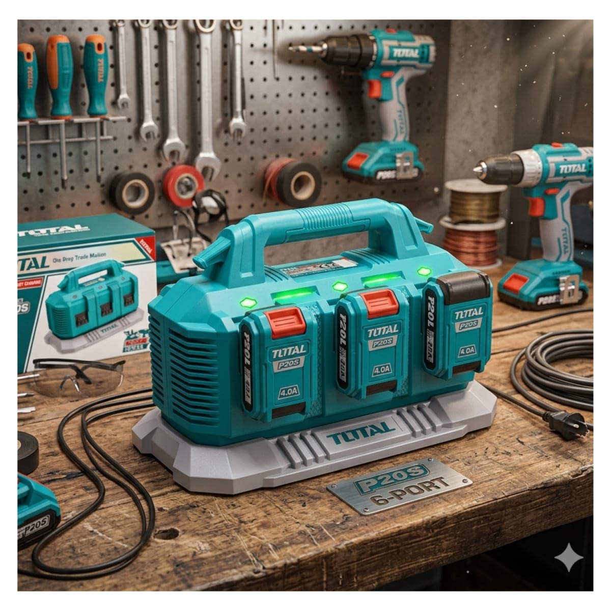 Cargador de 6 Puerto 20v Total2