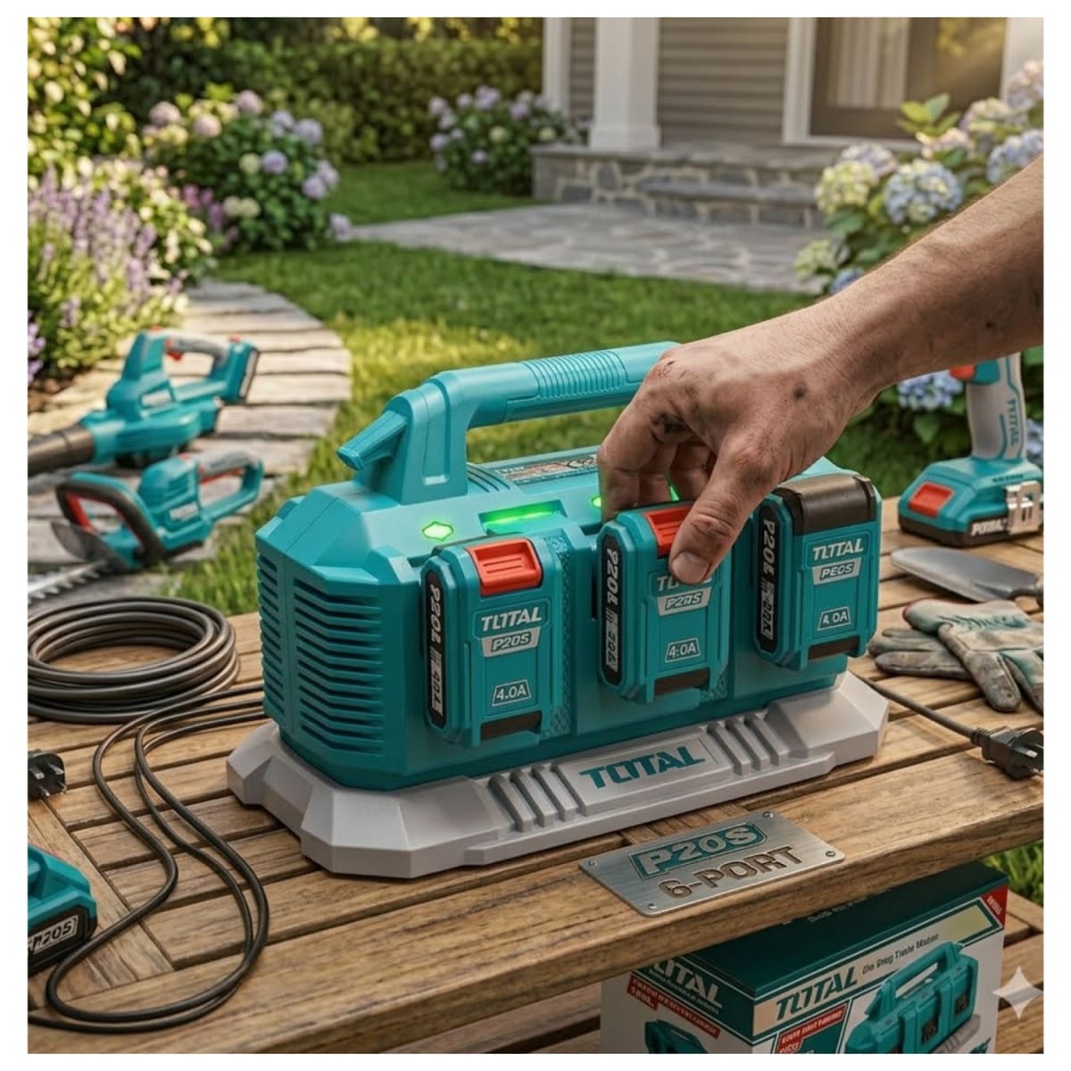 Cargador de 6 Puerto 20v Total3