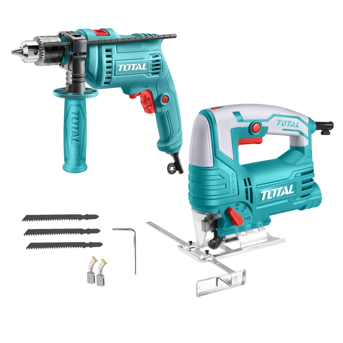 Combo Taladro percutor 680w + sierra caladora 570w Total1