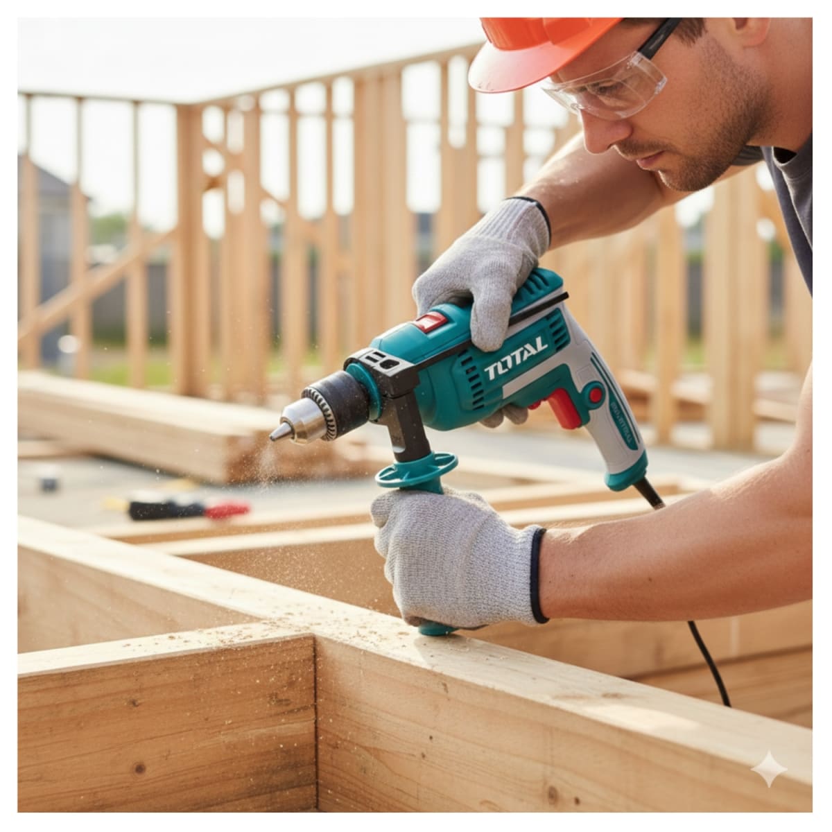 Taladro Percutor 710w vel. variable Chuck Metal Total3