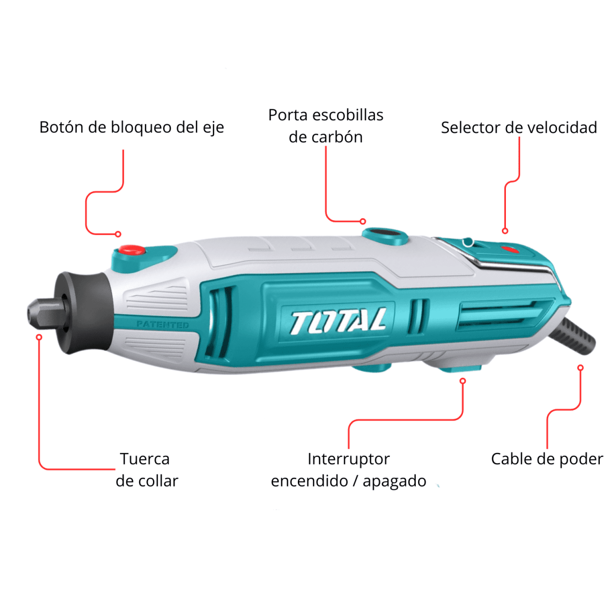 Mini grinder rectificador 200w + 149 accesorios Total3