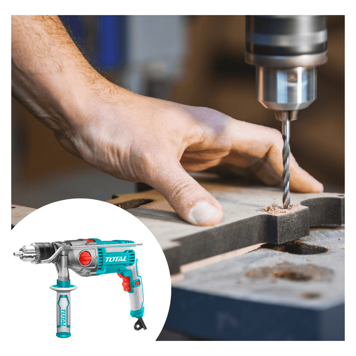 Taladro percutor 1100w industrial Total4