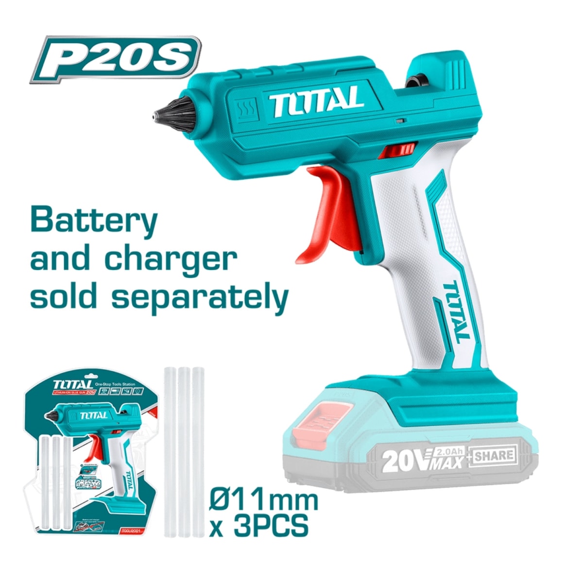 PISTOLA DE SILICONA CALIENTE 20V INALÁMBRICA TOTAL2