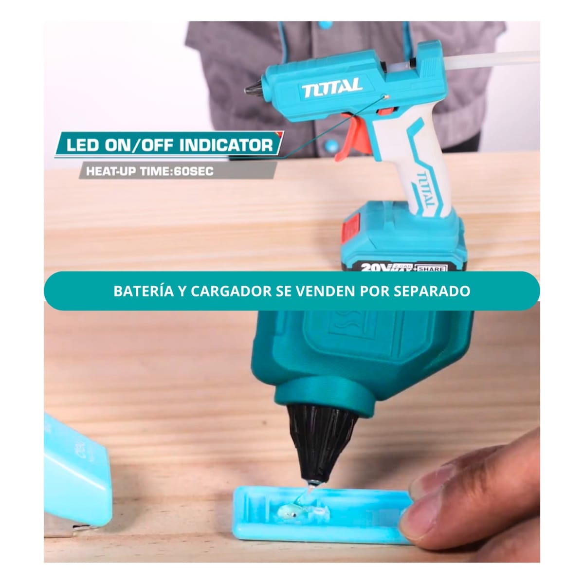 PISTOLA DE SILICONA CALIENTE 20V INALÁMBRICA TOTAL4