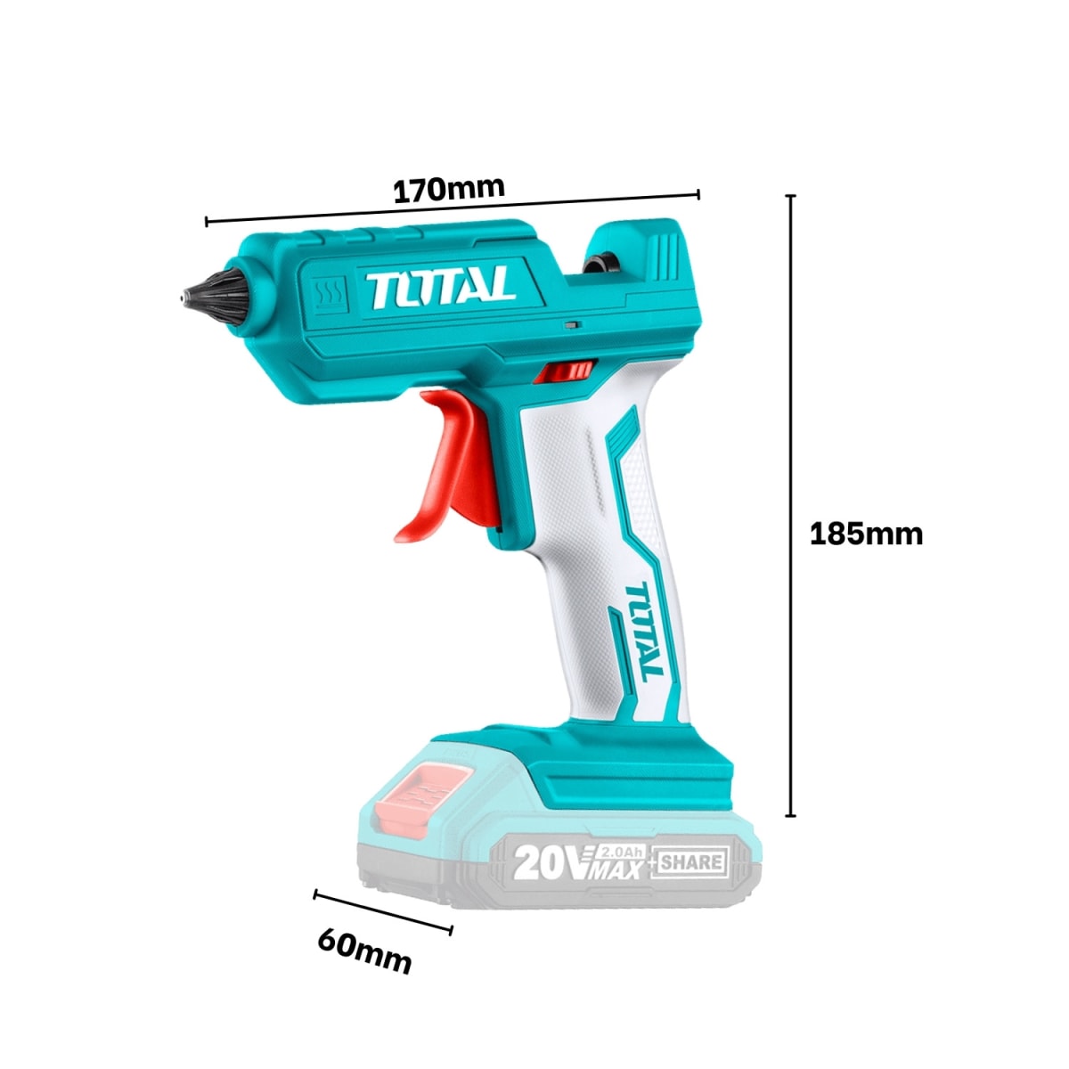 PISTOLA DE SILICONA CALIENTE 20V INALÁMBRICA TOTAL3