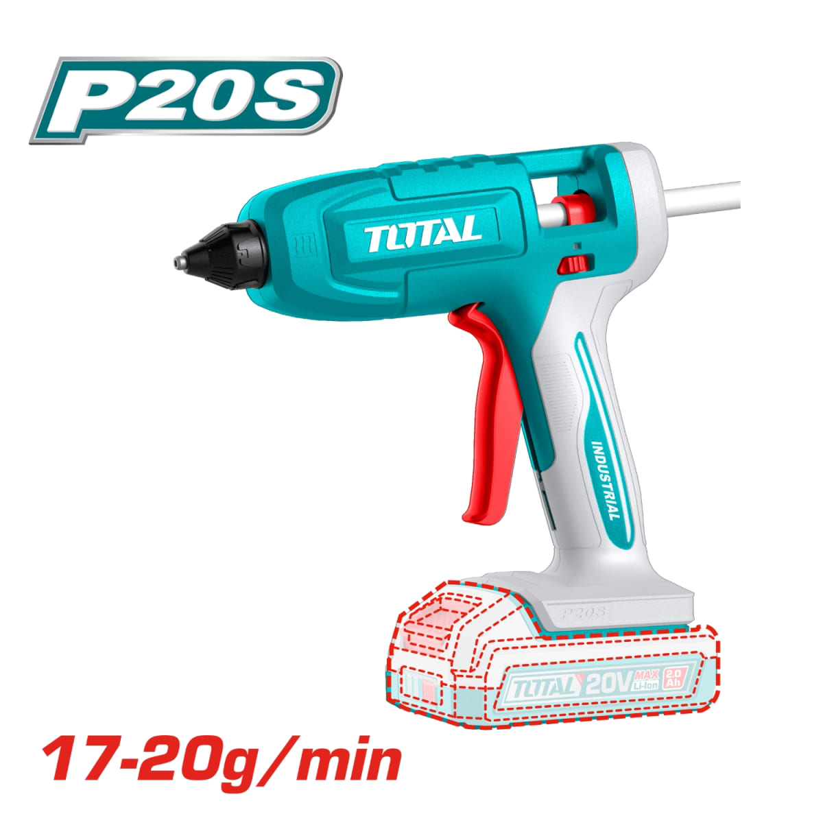 Pistola de silicona 20v no incluye batería ni cargador Total4