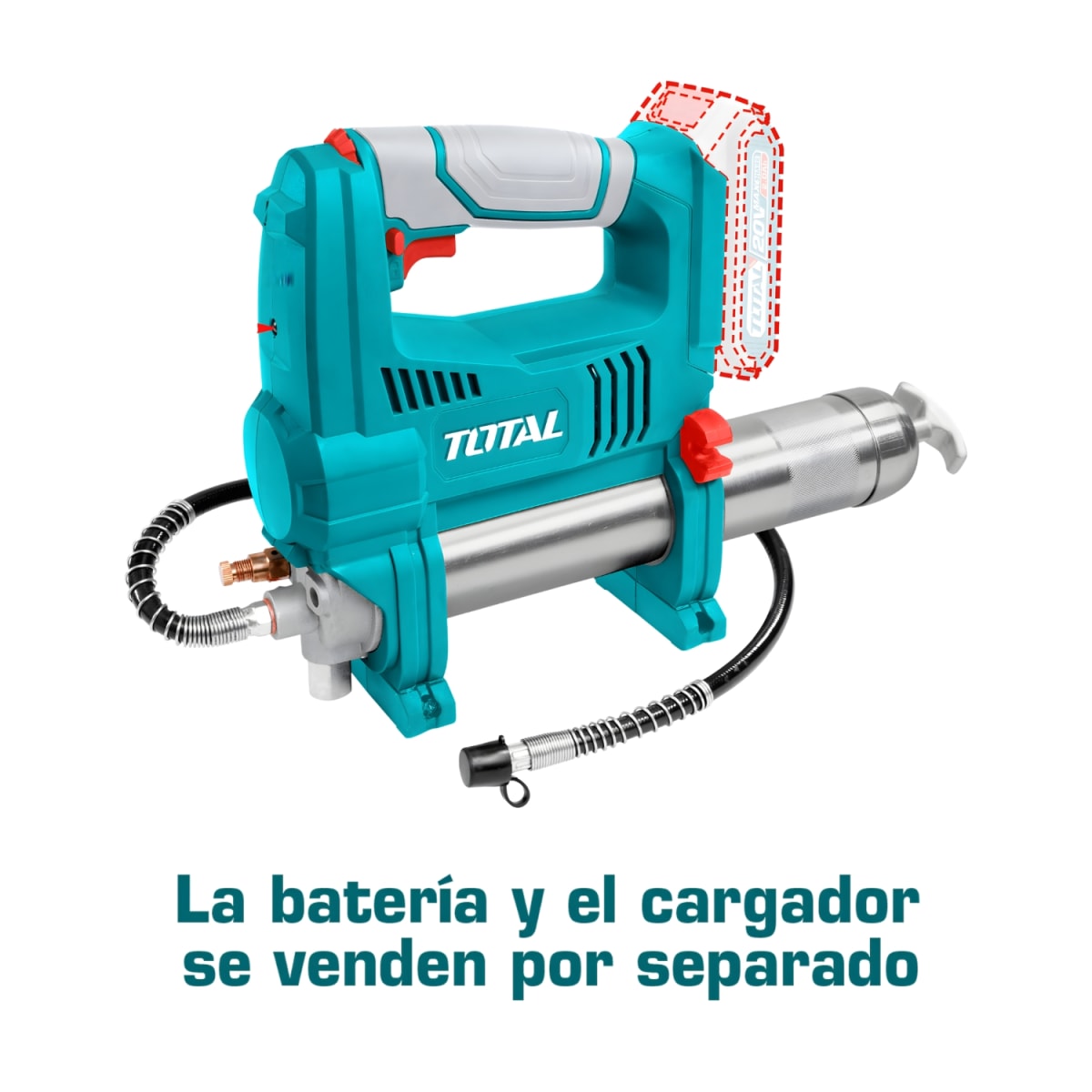 Engrasadora Inalámbrica 10000psi 20v + 1 Batería 4amp y Cargador 20v Total4