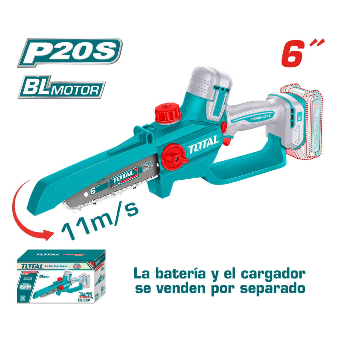 MiniSierra Inalambrica 6'' (solo cabezal) 20v Total2