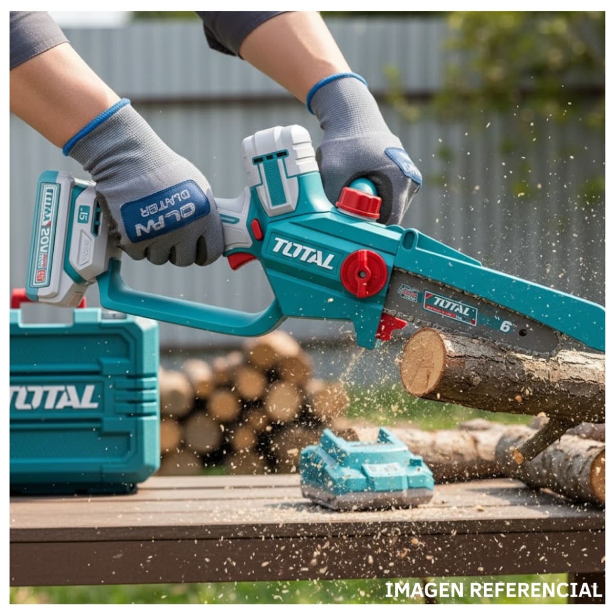 MiniMotosierra 6'' + 2 baterias y 1 Cargador 20v Total4