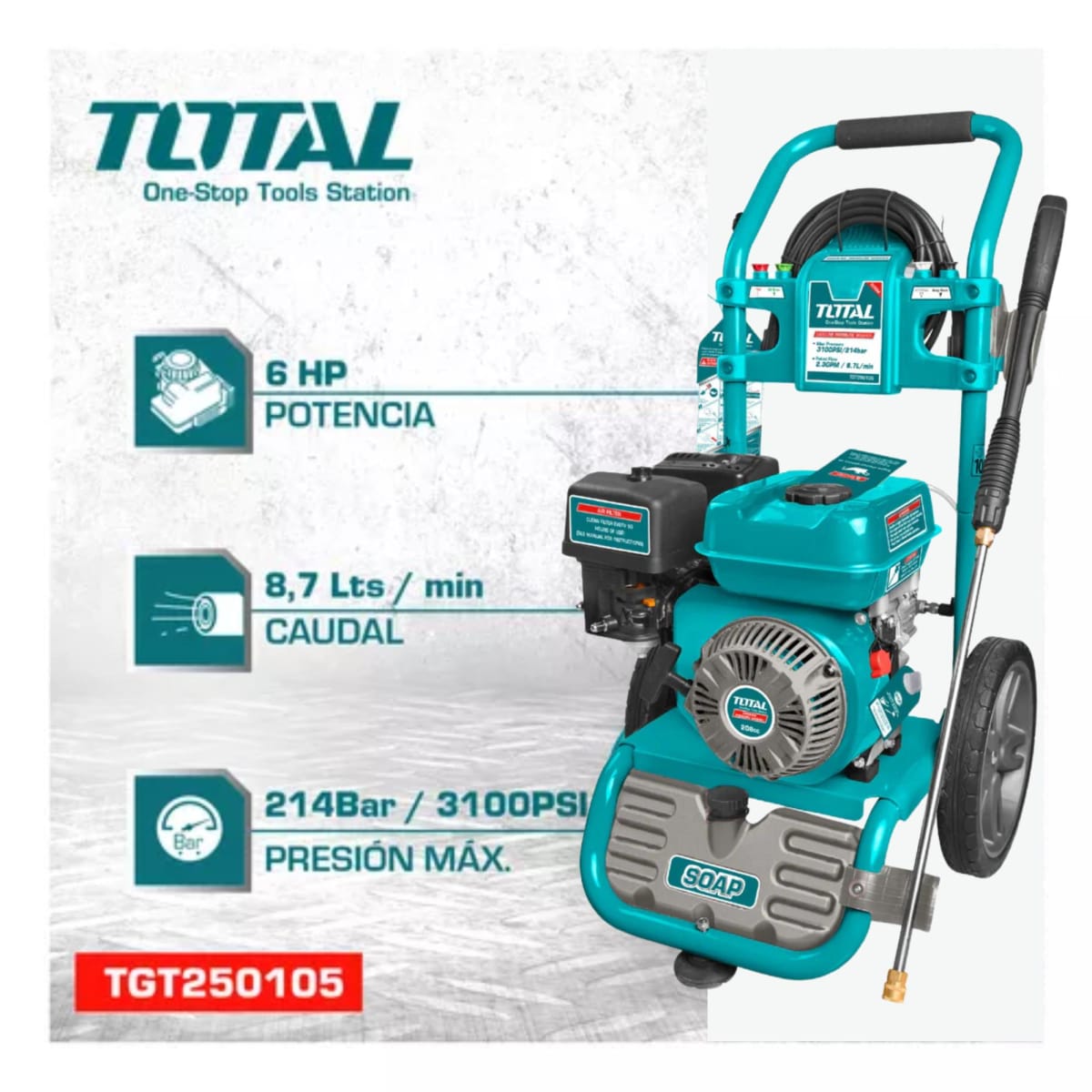 Hidrolavadora a gasolina 6Hp 3100 Psi Total3