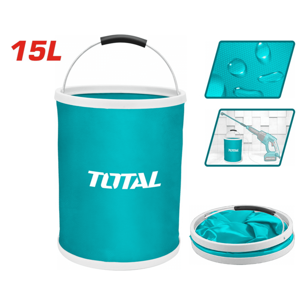 Balde para agua plegable 15 litros Total2
