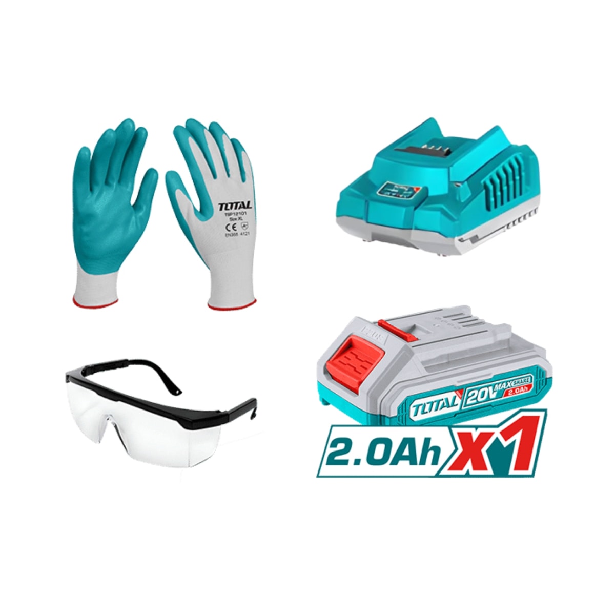 Cortador de Cesped 82000 RPM + Guantes y Lentes + Bateria y Cargador 20v Total4