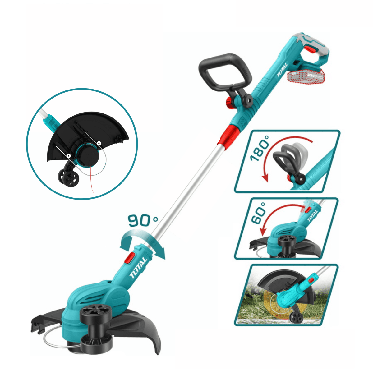 Cortador de gras 20v incluye cargador y bateria Total2