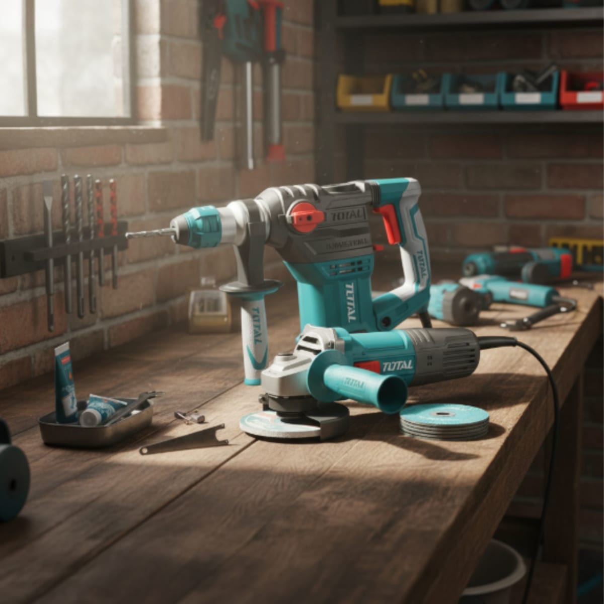 Rotomartillo SDS Plus 1500w + Amoladora 900w Total2