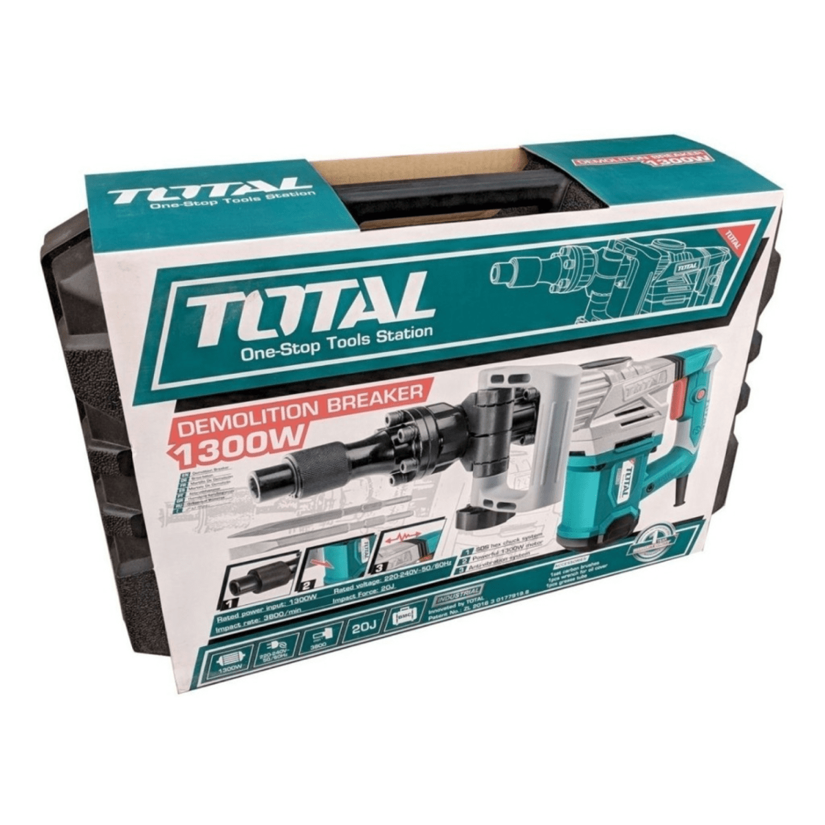 Martillo demoledor Hex 1300W 20 Joules industrial Total4