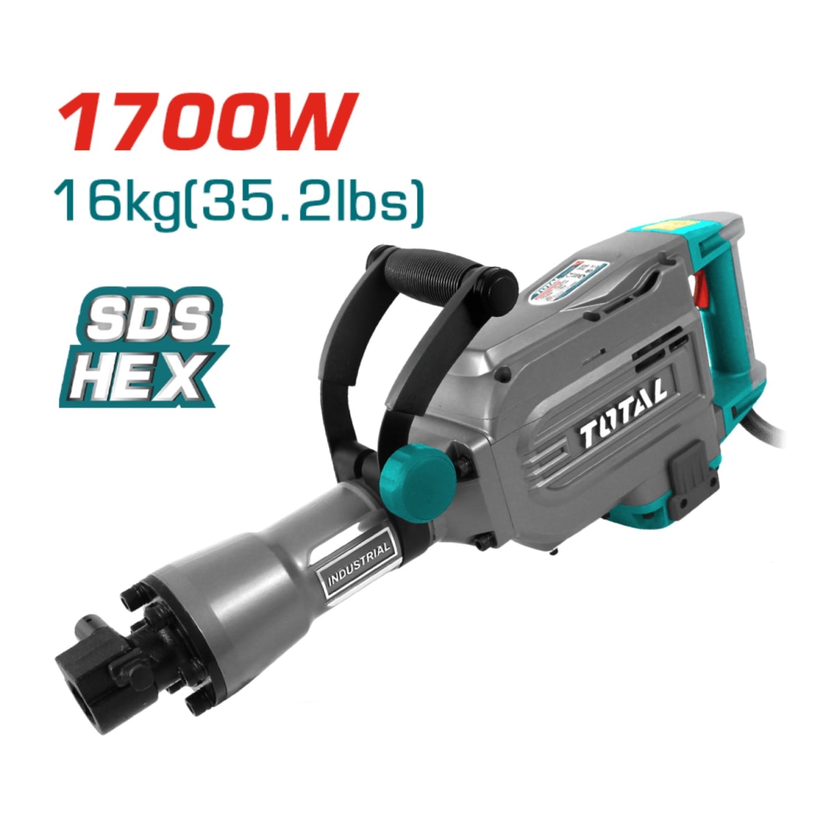 Martillo demoledor 1700w 45 Joules SDS HEX Industrial Total3