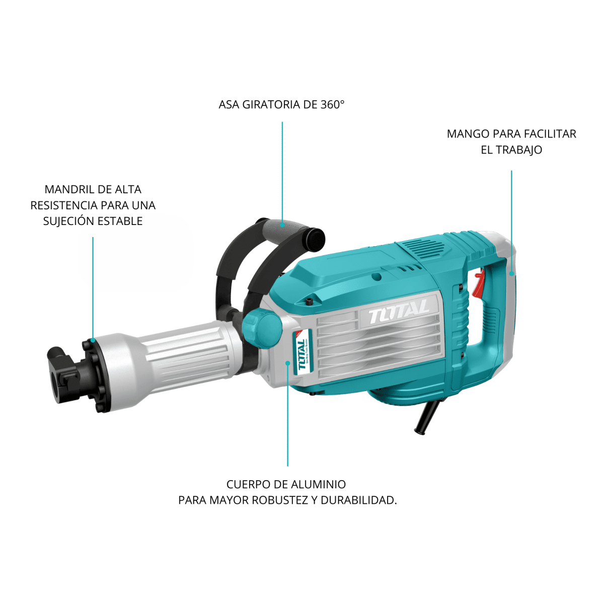 Martillo demoledor SDS HEX 1700w 50 Joules Total3