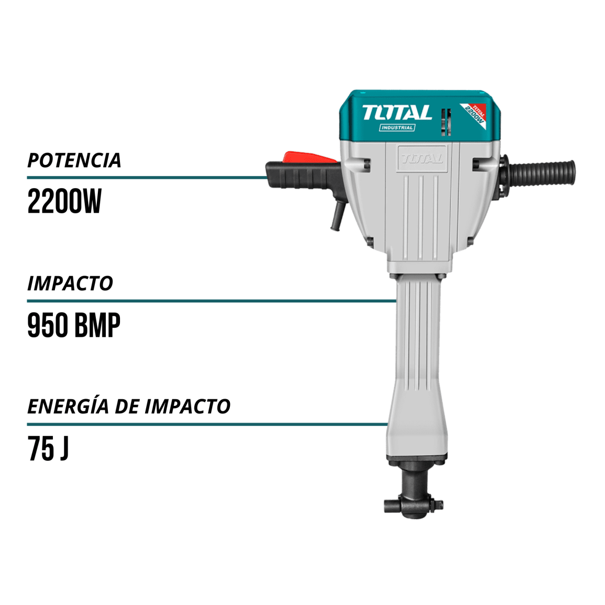 Demoledor hex 2200w 75 Joules 30Kg Industrial Total2