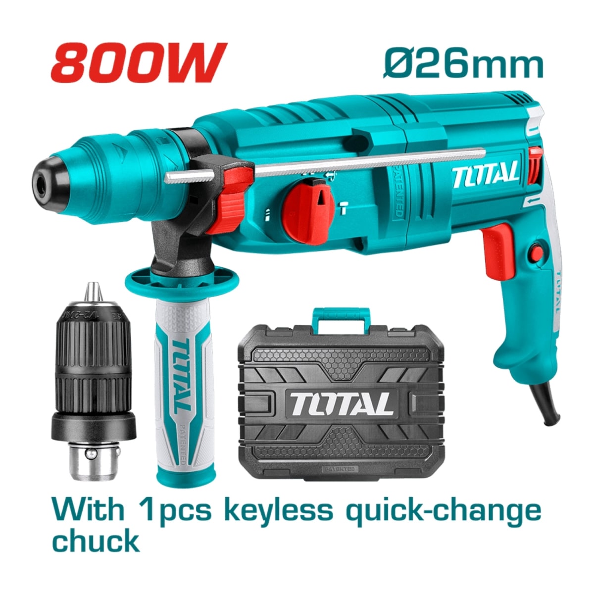 Rotomartillo SDS Plus con acople de broca 800w Total2