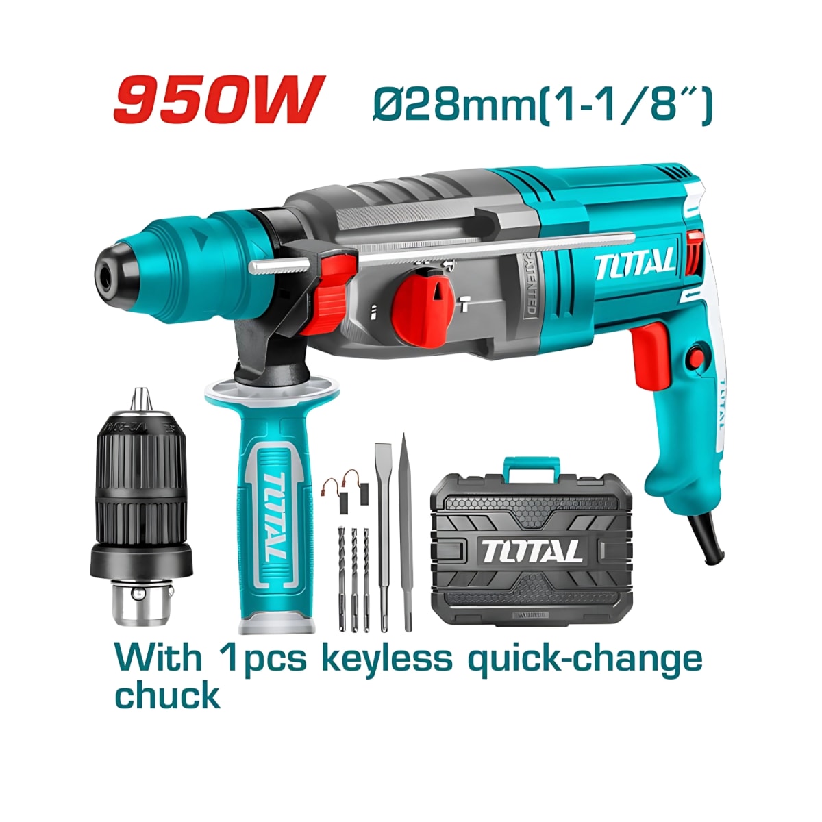 Rotomartillo SDS Plus 950w con acople Total2