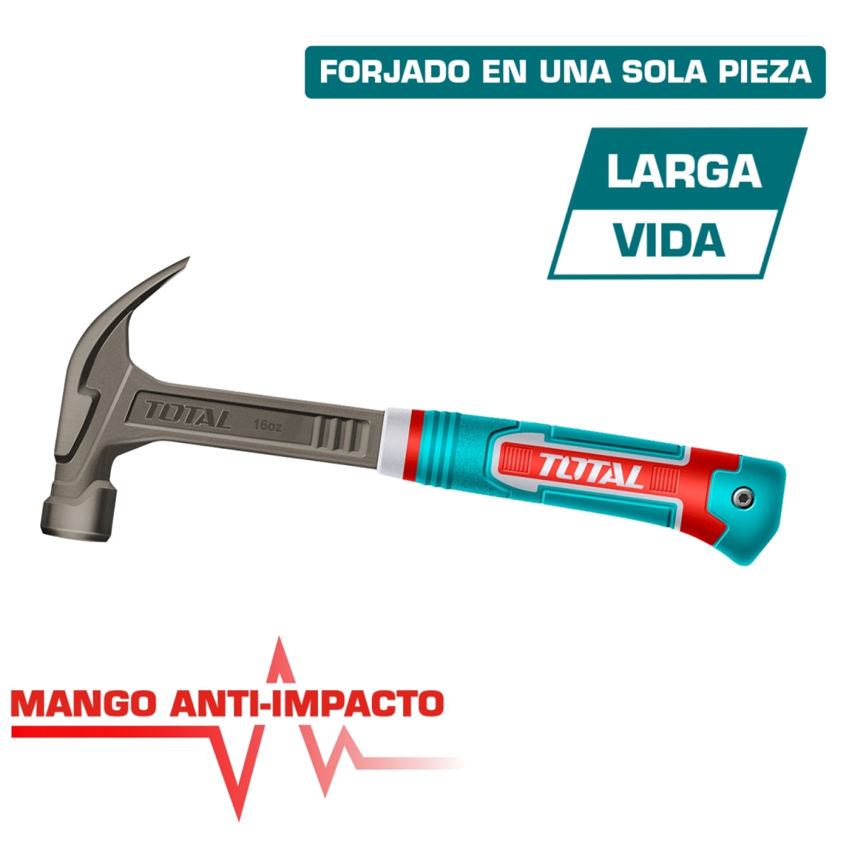 Martillo 16oz/450g Acero Carbono Magnetico Industrial Total3