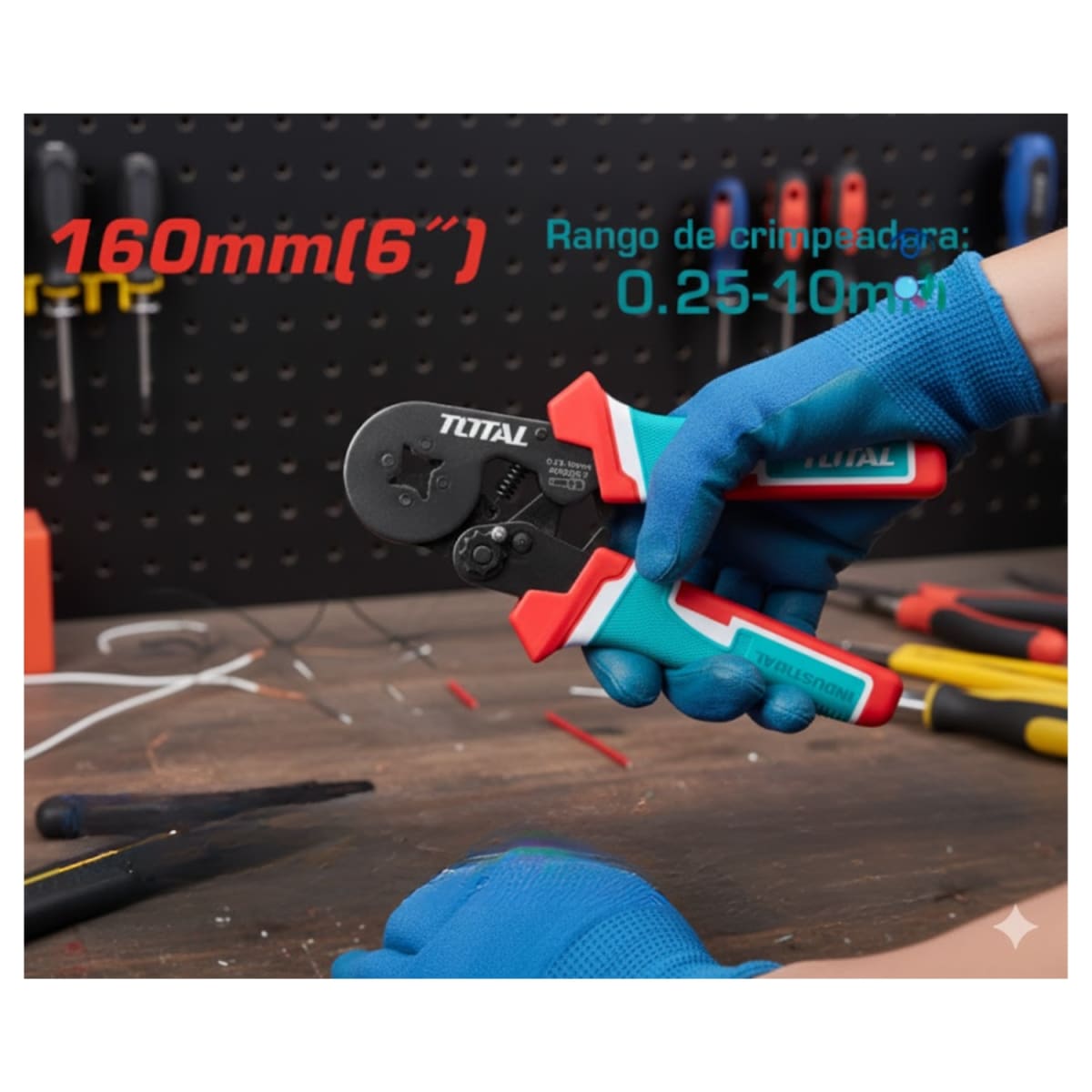 Crimpiadora tipo Ratchet 160mm 6'' 0.25-10mm AWG:23-7 Total3
