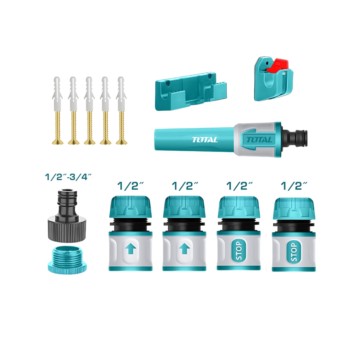 Carrete con manguera 20m incluye conectores Total3