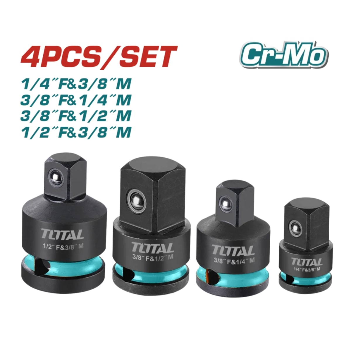 Set 4 Adaptadores de Impacto Cr-Mo 1/4