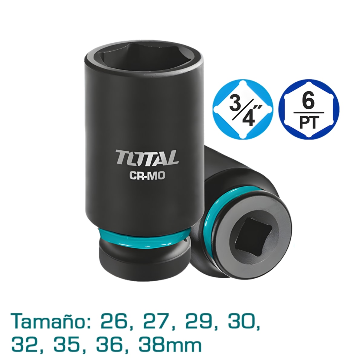 Set de Dados Tubulares de Alto Impacto 3/4 8pcs Total4