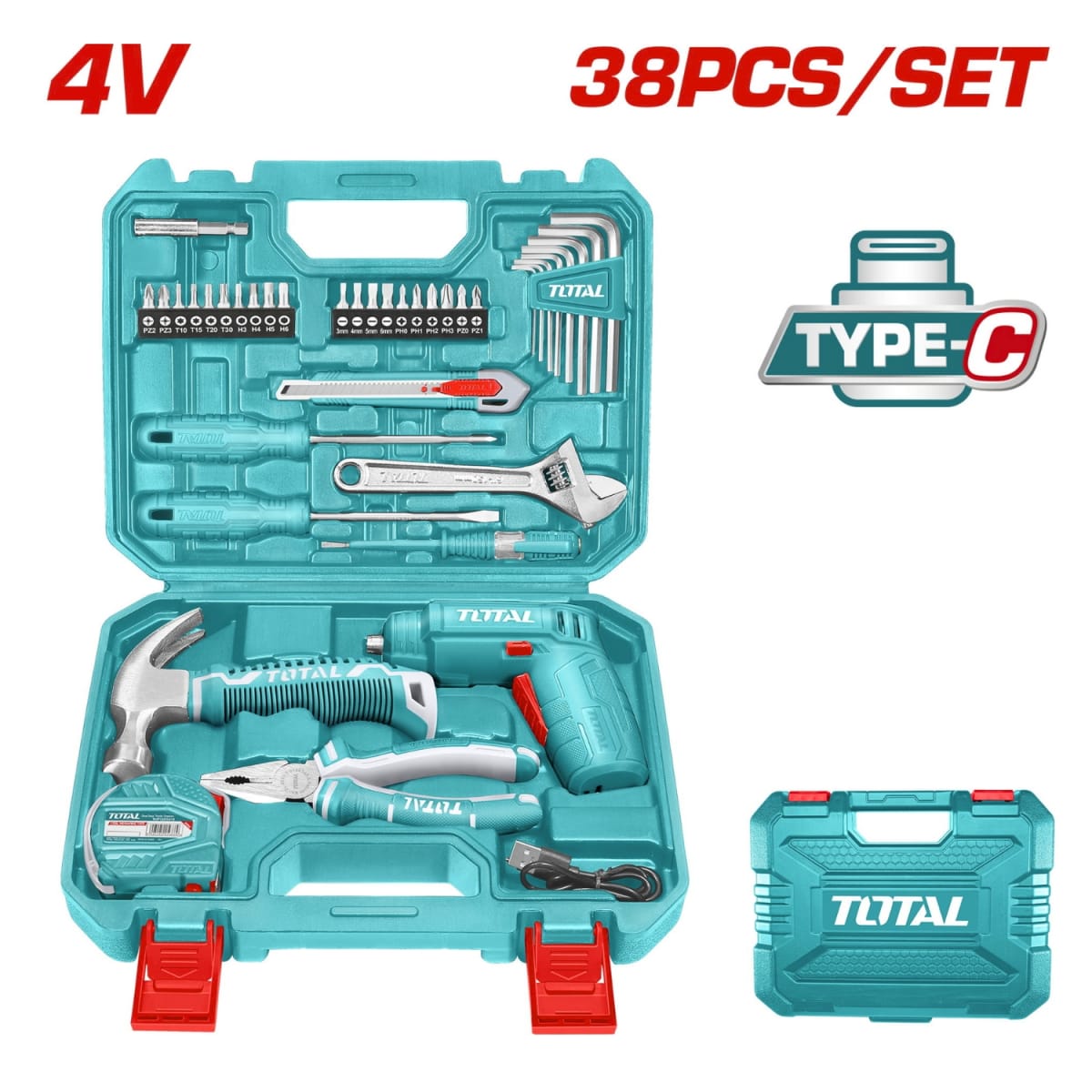 Set de Destornillador 4v + 38pcs Herramientas Total7