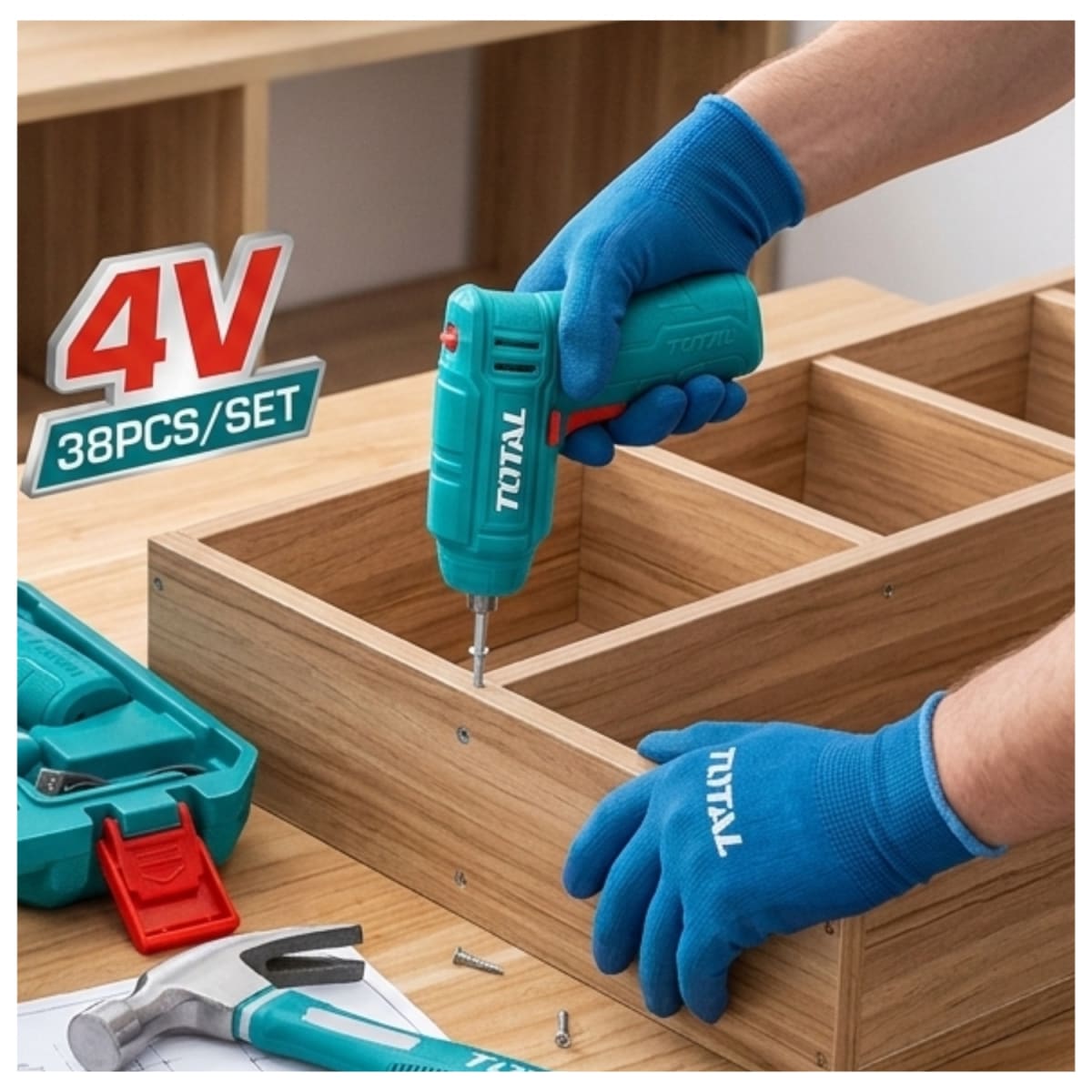 Set de Destornillador 4v + 38pcs Herramientas Total3