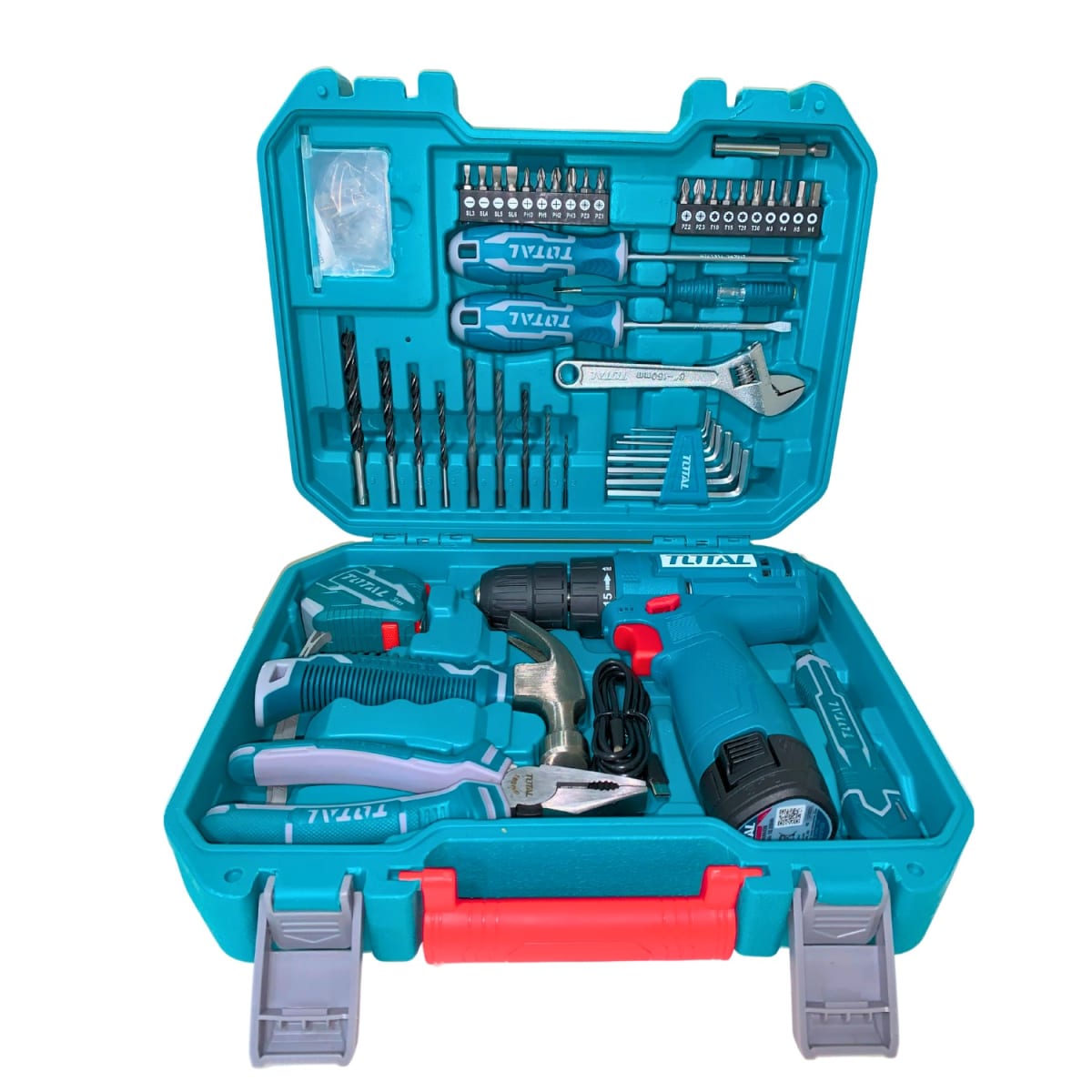 Taladro 12v + Set 89 herramientas Total2