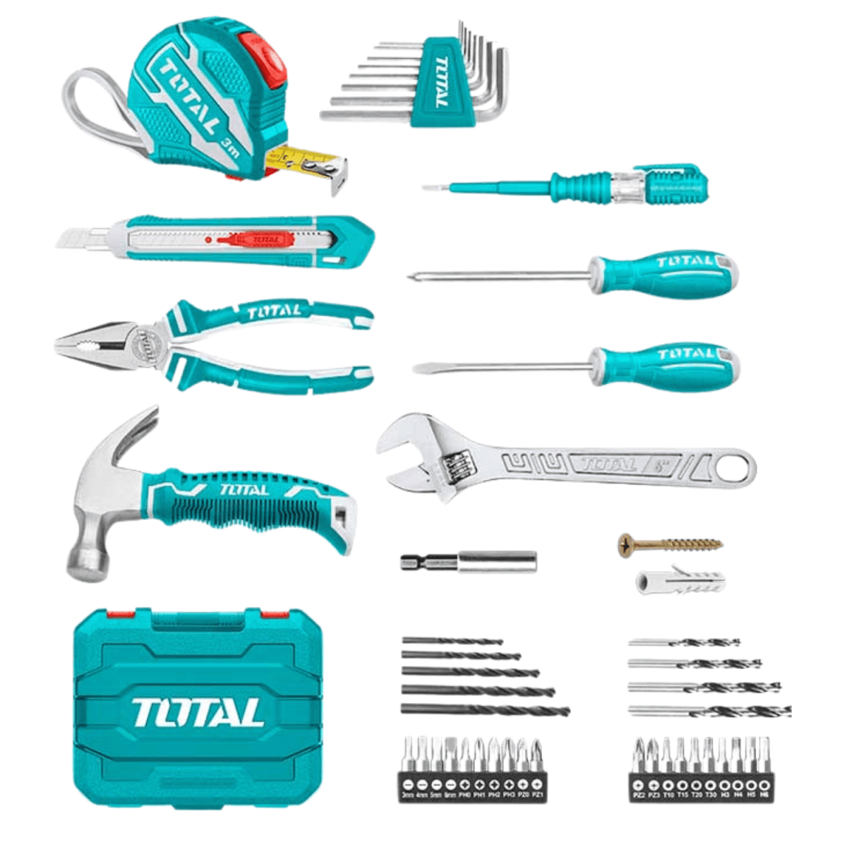 Taladro percutor 20v + taladro 12v + 89 herramientas Total10